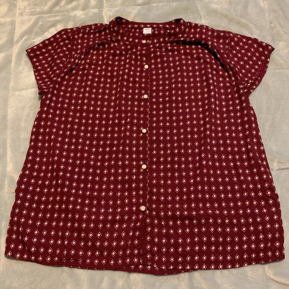 Small Maroon Button-Up Blouse from Old Navy